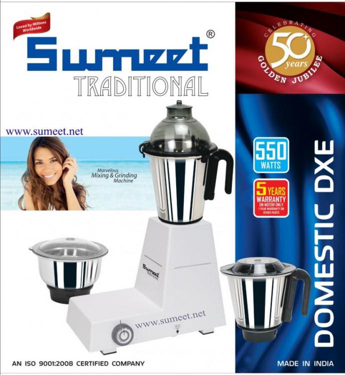 Sumeet 110V Traditional Indian Mixer Grinder, White