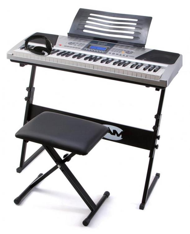 RockJam RJ561 61 Key Electronic Interactive Teaching Piano Keyboard with  Stand