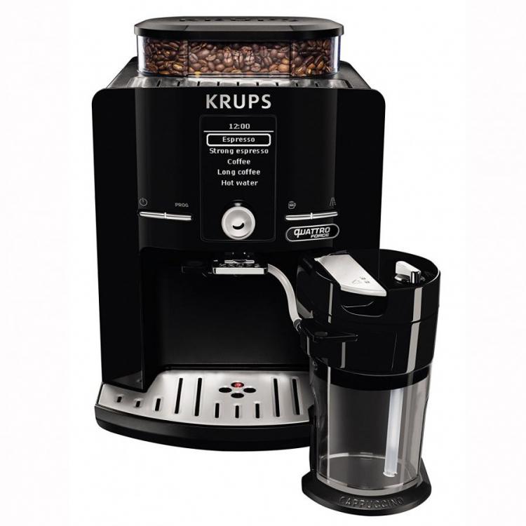 Krups EA82FD Framer 'espress Quattro Force with Aluminium Front One Touch  Coffee Machine, Milk Container, 1.7 Litre, 15 Bar, 1450 Watt