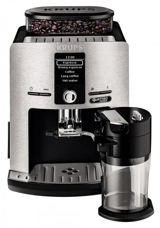 Krups EA82FD Framer 'Espress Quattro Force with Aluminum Front One Touch  Coffee Machine, Milk Container, 1.7 Liter, 15 Bar, 1450W, Aluminum / Black